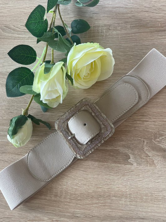 CEINTURE BEIGE BOUCLE CARRÉE